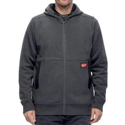 Pracovní mikina s kapucí Milwaukee GRIDIRON WHZ GR XXXL, šedá, velikost XXXL, se zipem, 4932499398